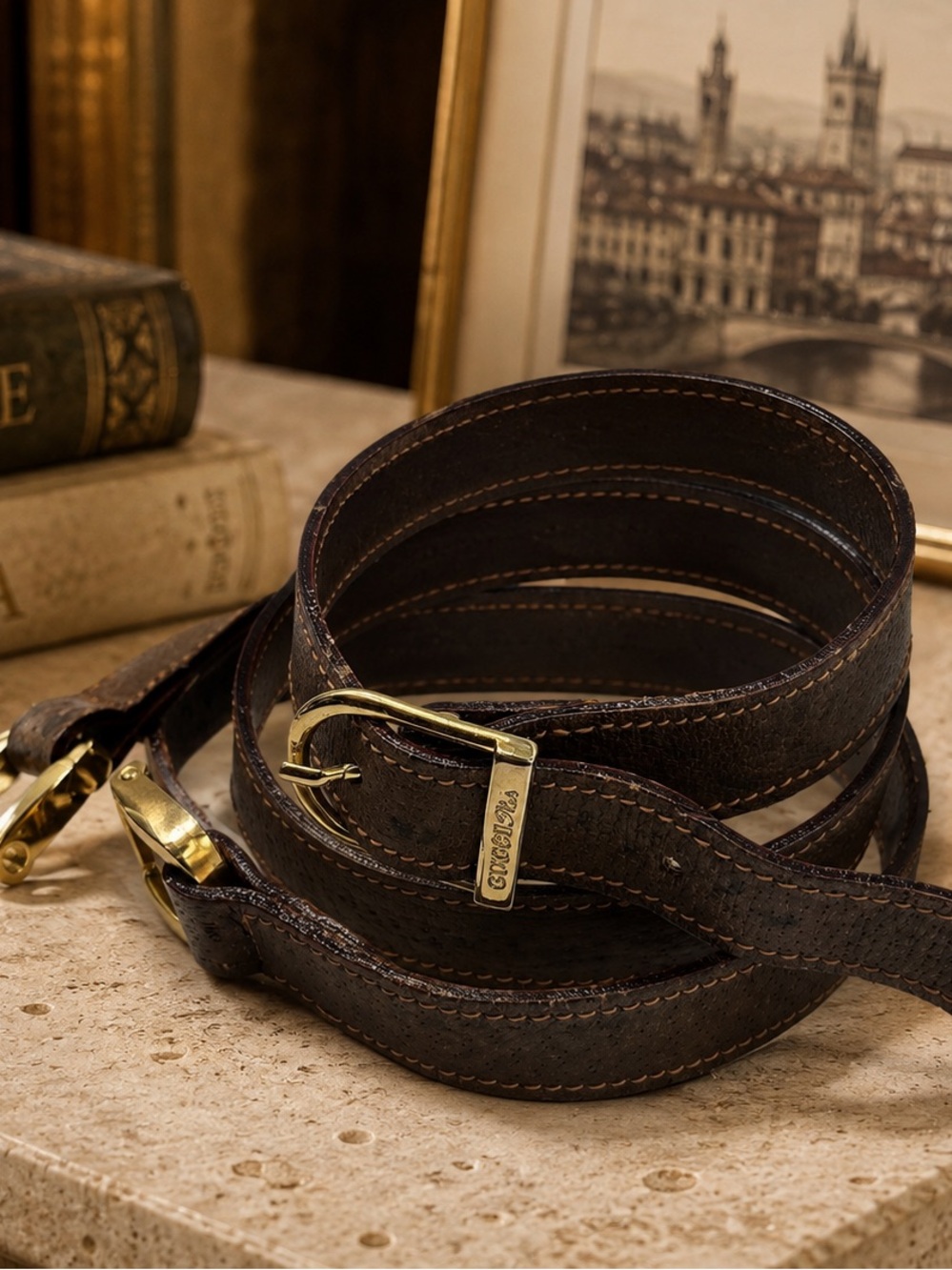 Gucci Plus Vintage Brown Leather Replacement Shoulder Strap